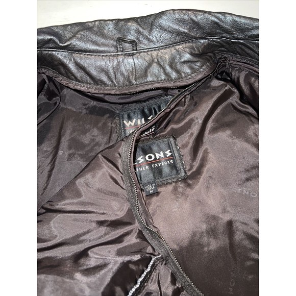 WILSONS Thinsulate Button Zip Out Liner Black Leather Jacket Men's Size M Coat - Picture 11 of 16